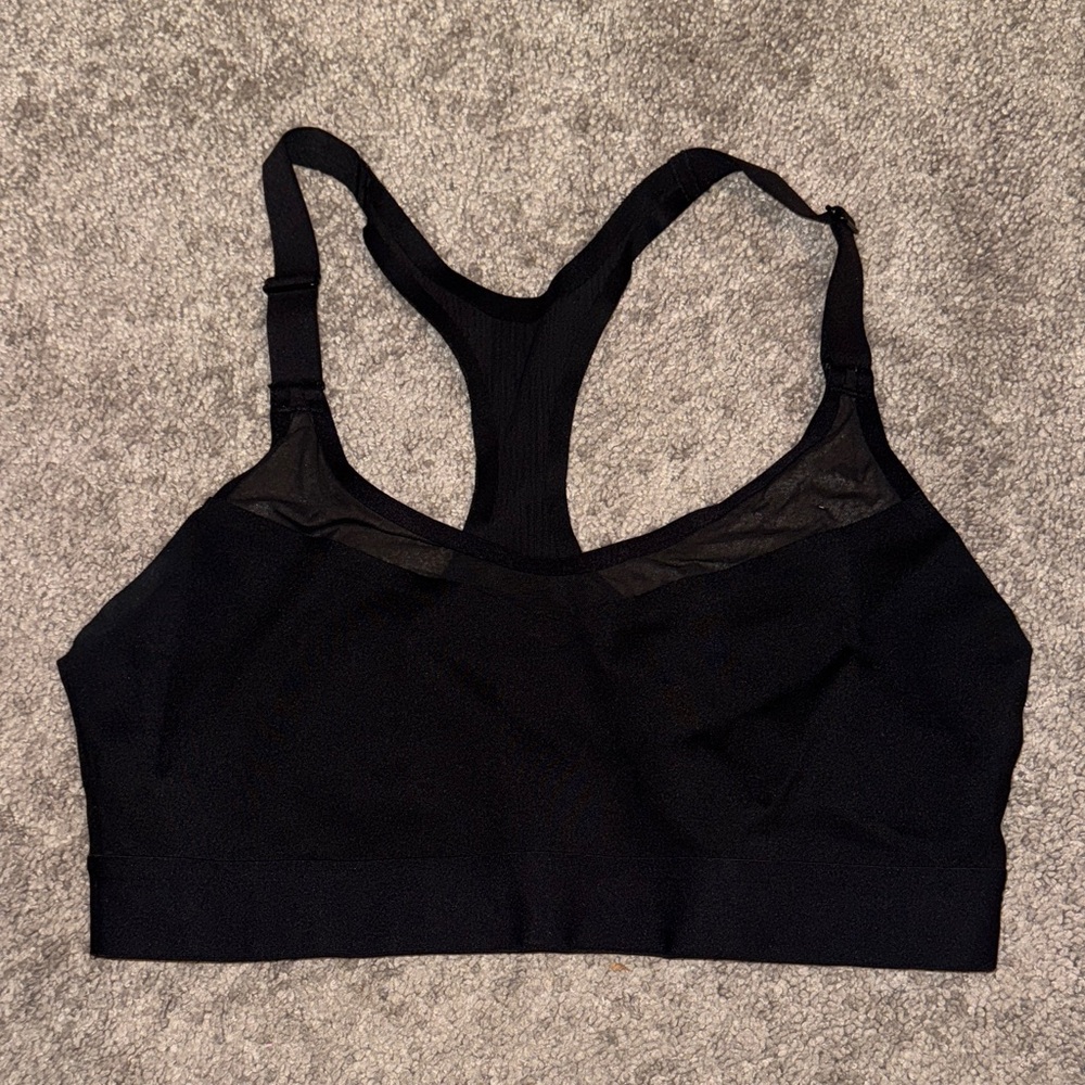 Victoria’s Secret Sports Bra Black Size medium mesh lightweight racerback